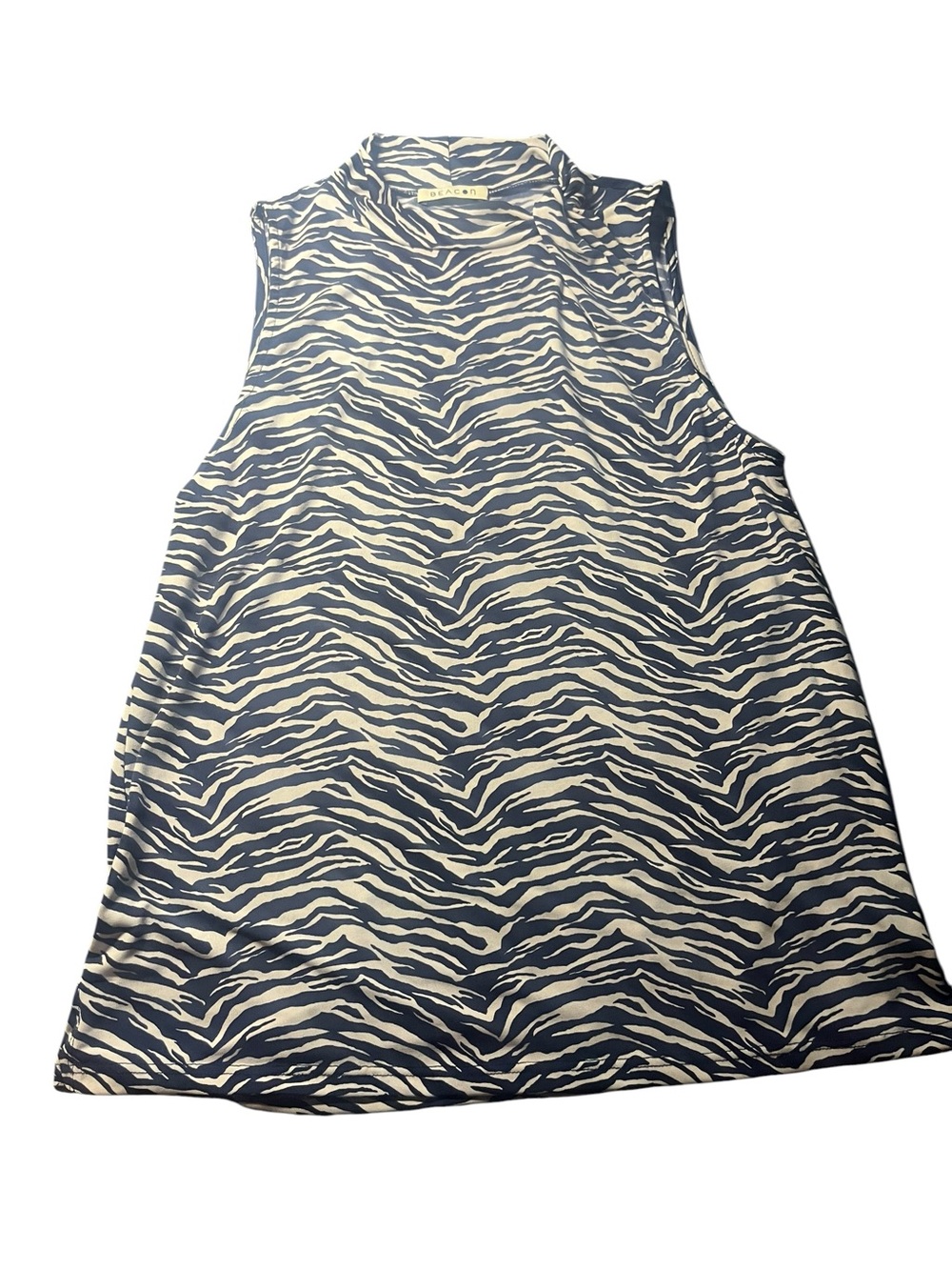 Beacon Sleeveless Zebra Print Tank Top - Navy & Cream M